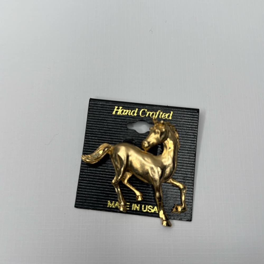 Gold Tone Handcrafted Horse Brooch